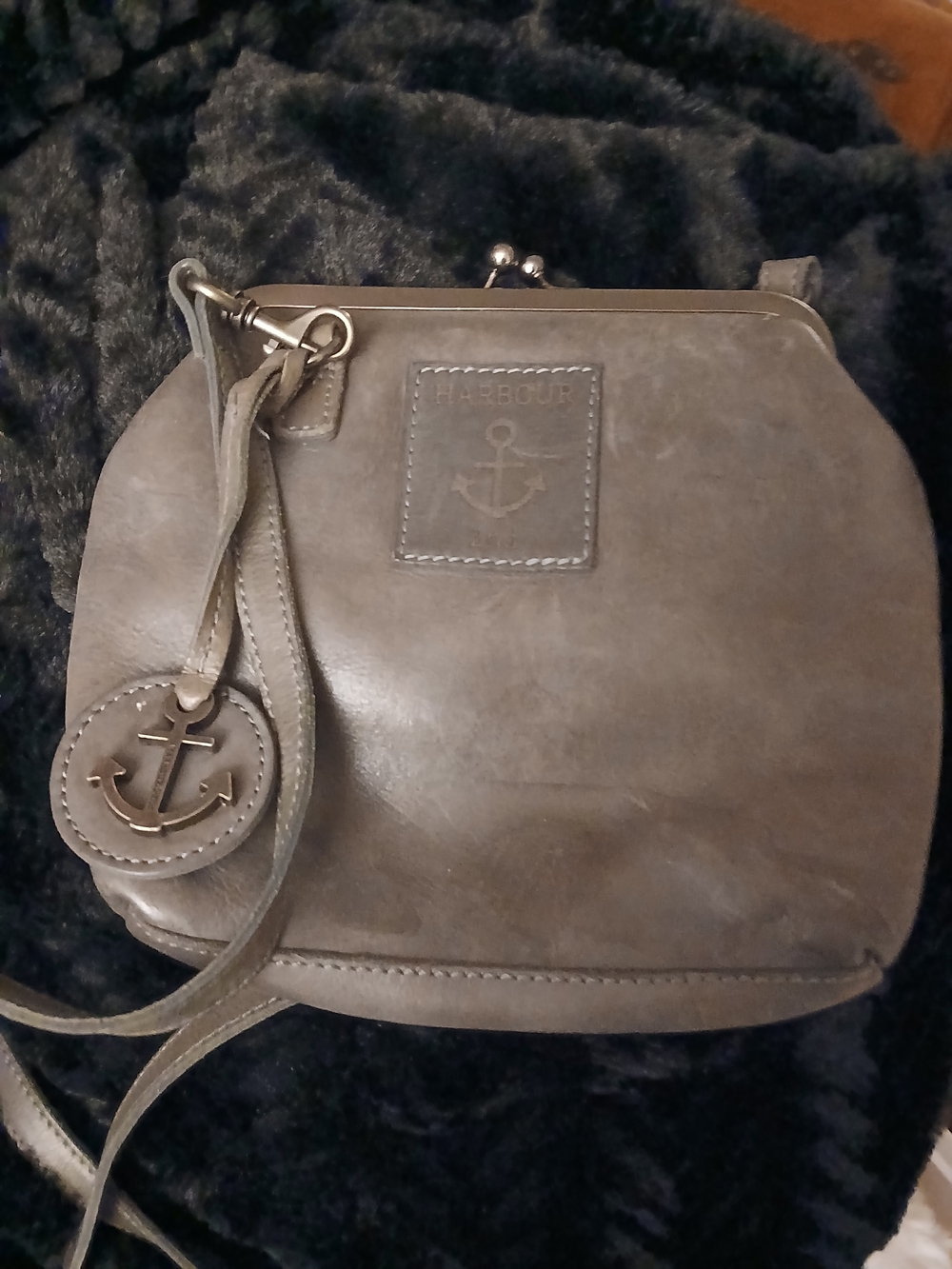 Harbour Gray Anchor Leather Crossbody Bag